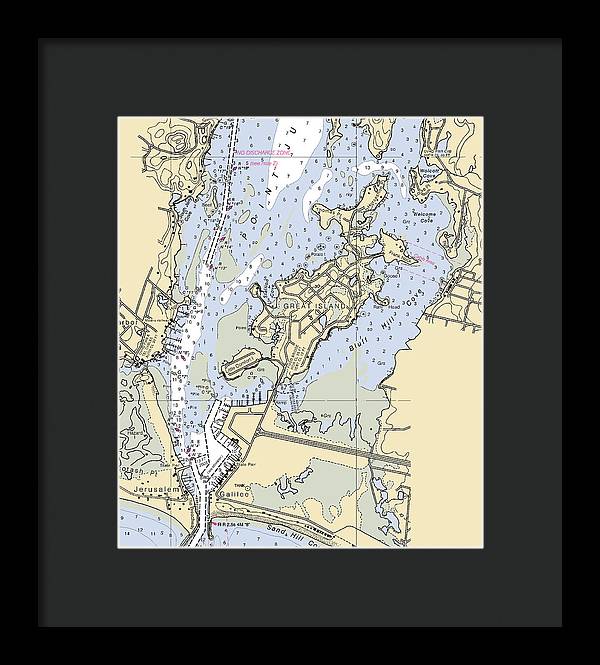 Great Island-rhode Island Nautical Chart - Framed Print