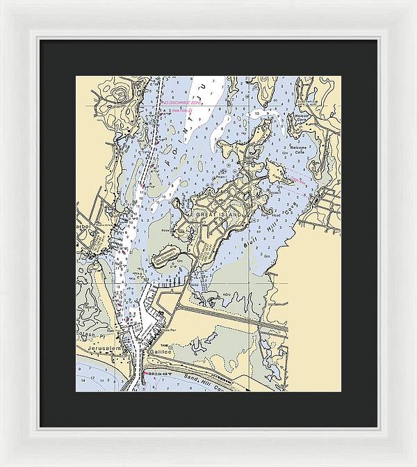 Great Island-rhode Island Nautical Chart - Framed Print