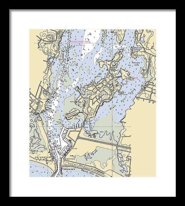 Great Island-rhode Island Nautical Chart - Framed Print