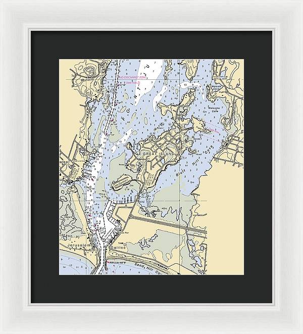 Great Island-rhode Island Nautical Chart - Framed Print