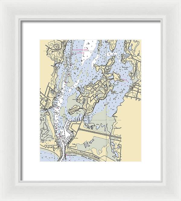 Great Island-rhode Island Nautical Chart - Framed Print