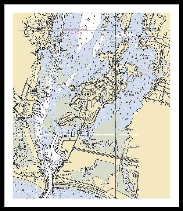 Great Island-rhode Island Nautical Chart - Framed Print