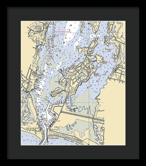 Great Island-rhode Island Nautical Chart - Framed Print