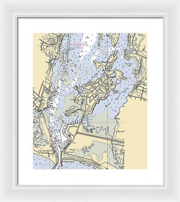 Great Island-rhode Island Nautical Chart - Framed Print