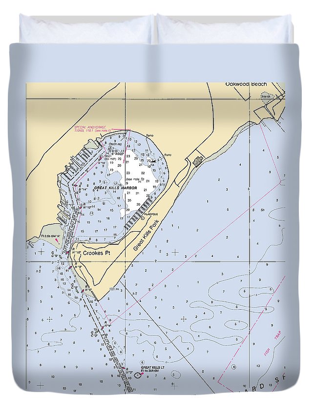 Great Kills Harbor-new York Nautical Chart - Duvet Cover