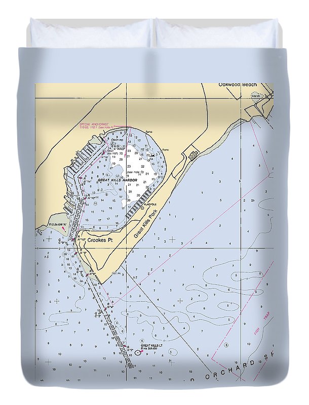 Great Kills Harbor-new York Nautical Chart - Duvet Cover