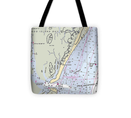 Great Machipongo Inlet Virginia Nautical Chart Tote Bag