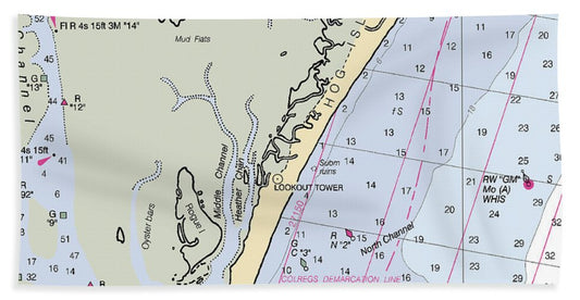 Great Machipongo Inlet-virginia Nautical Chart - Beach Towel