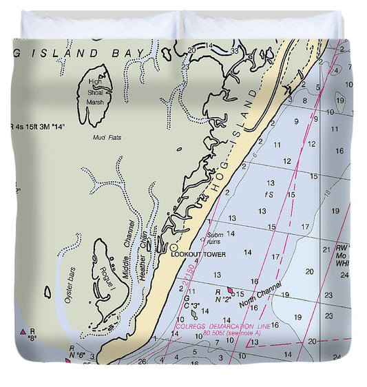 Great Machipongo Inlet Virginia Nautical Chart Duvet Cover