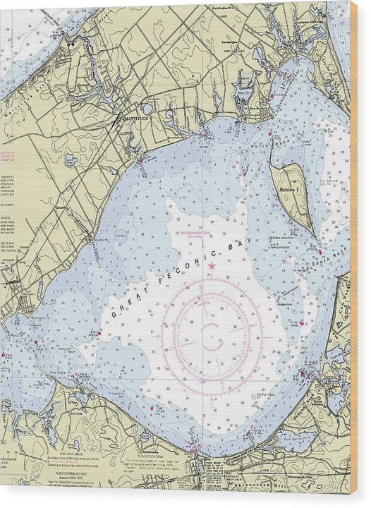 Great Peconic Bay New York Nautical Chart Wood Print