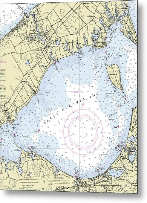 A beuatiful Metal Print of the Great Peconic Bay New York Nautical Chart - Metal Print by SeaKoast.  100% Guarenteed!