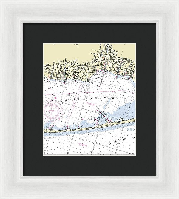 Great South Bay New York Nautical Chart - Framed Print