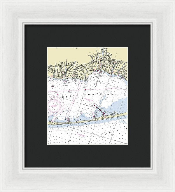 Great South Bay New York Nautical Chart - Framed Print