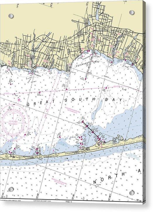 Great South Bay New York Nautical Chart - Acrylic Print