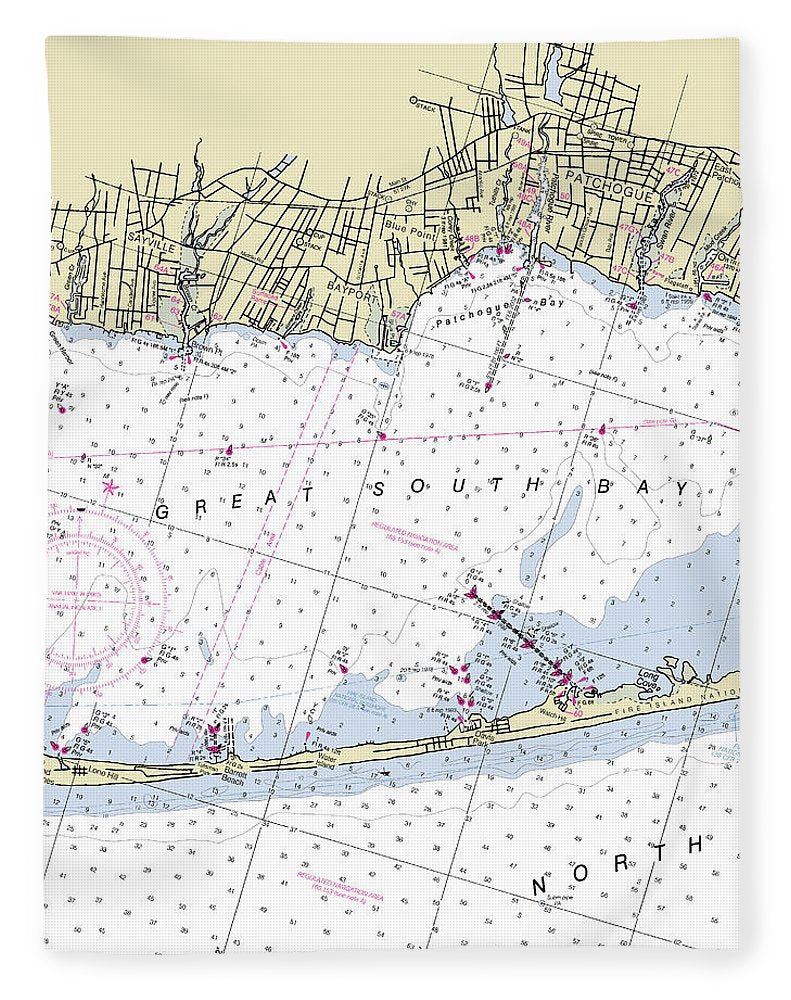 Great South Bay New York Nautical Chart - Blanket