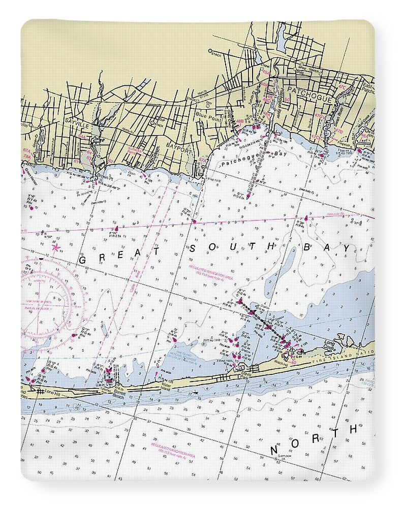 Great South Bay New York Nautical Chart - Blanket