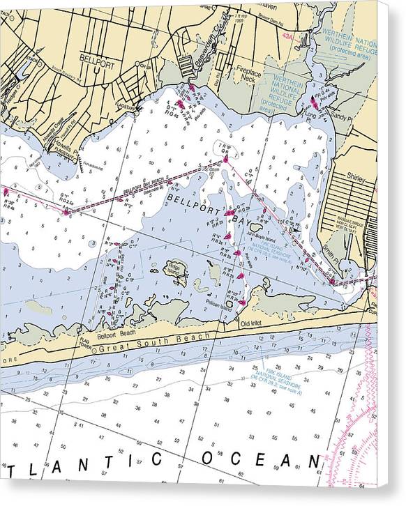 Great South Beach-new York Nautical Chart - Canvas Print