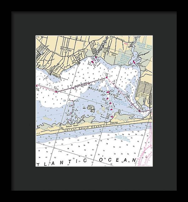 Great South Beach-new York Nautical Chart - Framed Print