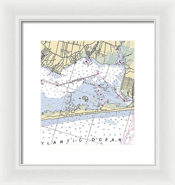 Great South Beach-new York Nautical Chart - Framed Print