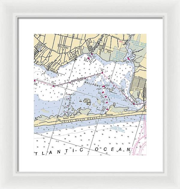 Great South Beach-new York Nautical Chart - Framed Print