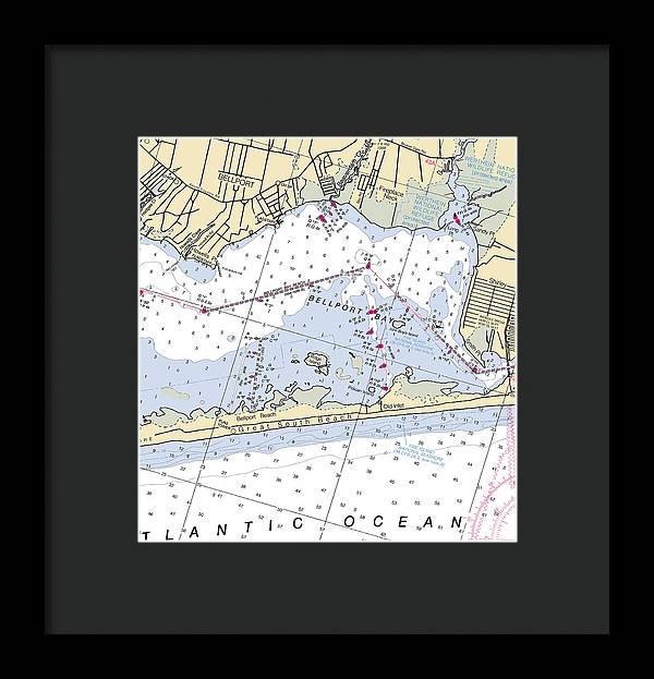 Great South Beach-new York Nautical Chart - Framed Print