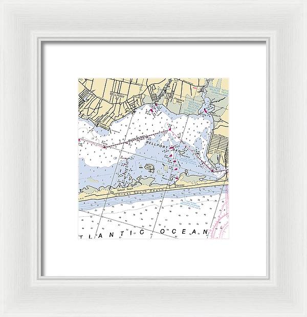 Great South Beach-new York Nautical Chart - Framed Print