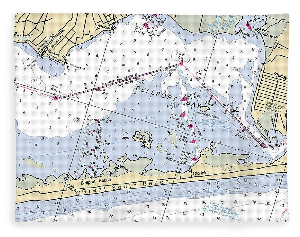 Great South Beach-new York Nautical Chart - Blanket