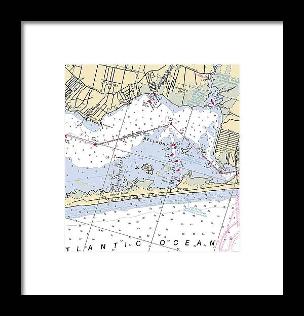 Great South Beach-new York Nautical Chart - Framed Print