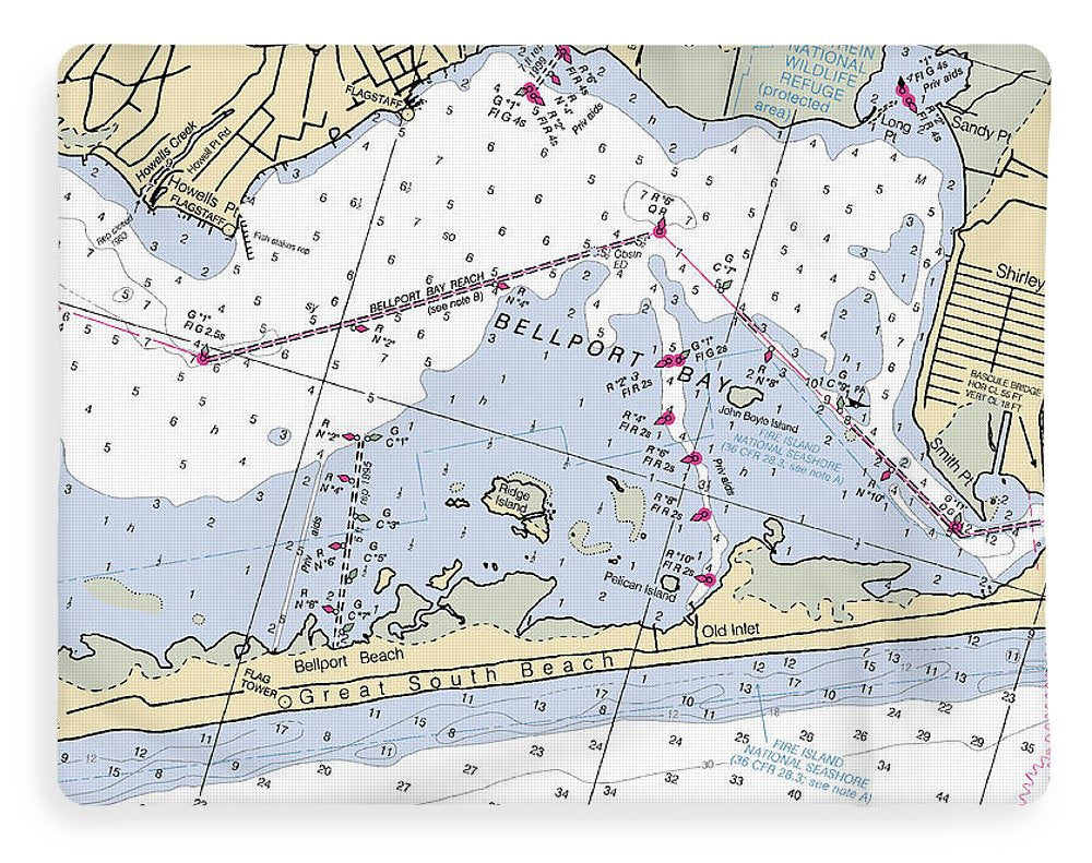 Great South Beach-new York Nautical Chart - Blanket