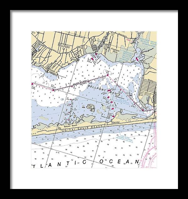 Great South Beach-new York Nautical Chart - Framed Print