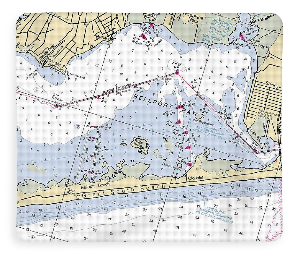 Great South Beach-new York Nautical Chart - Blanket