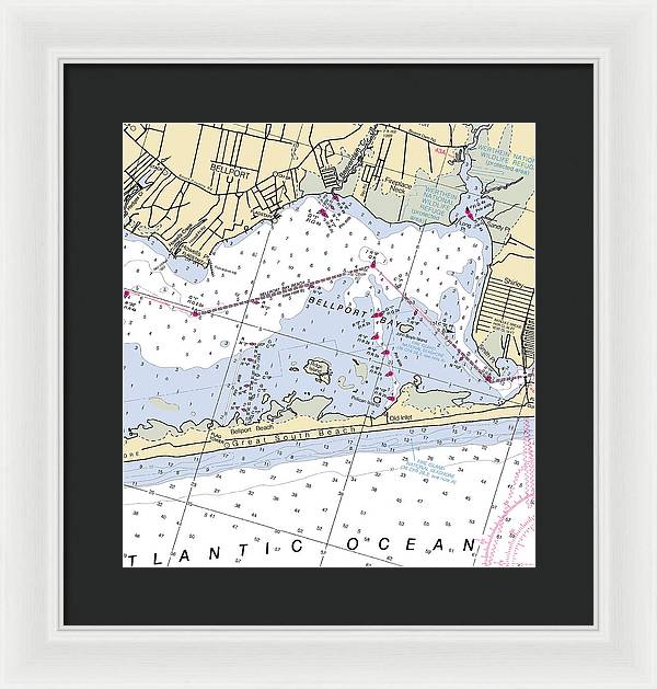 Great South Beach-new York Nautical Chart - Framed Print