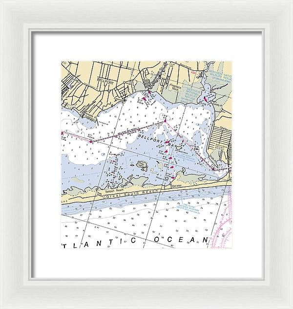 Great South Beach-new York Nautical Chart - Framed Print