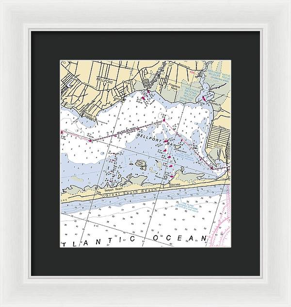 Great South Beach-new York Nautical Chart - Framed Print