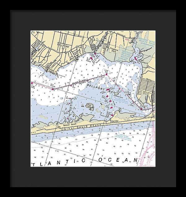 Great South Beach-new York Nautical Chart - Framed Print