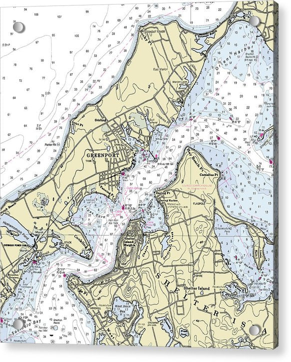 Greenport New York Nautical Chart - Acrylic Print