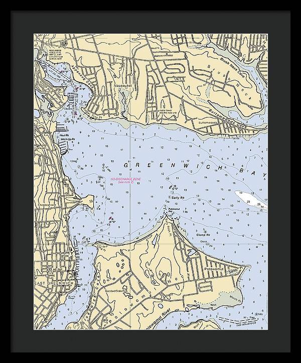 Greenwich Bay-rhode Island Nautical Chart - Framed Print