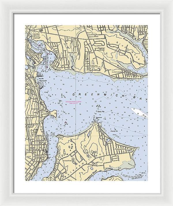 Greenwich Bay-rhode Island Nautical Chart - Framed Print