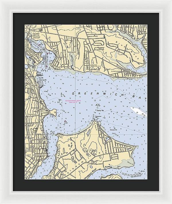 Greenwich Bay-rhode Island Nautical Chart - Framed Print