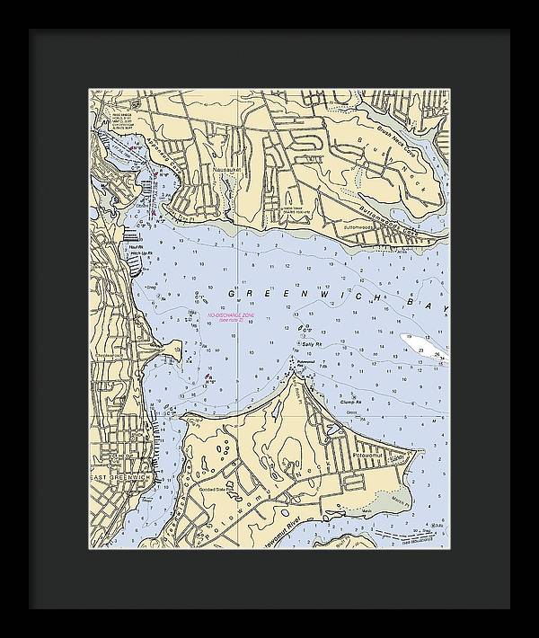 Greenwich Bay-rhode Island Nautical Chart - Framed Print