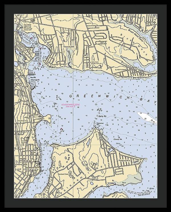 Greenwich Bay-rhode Island Nautical Chart - Framed Print