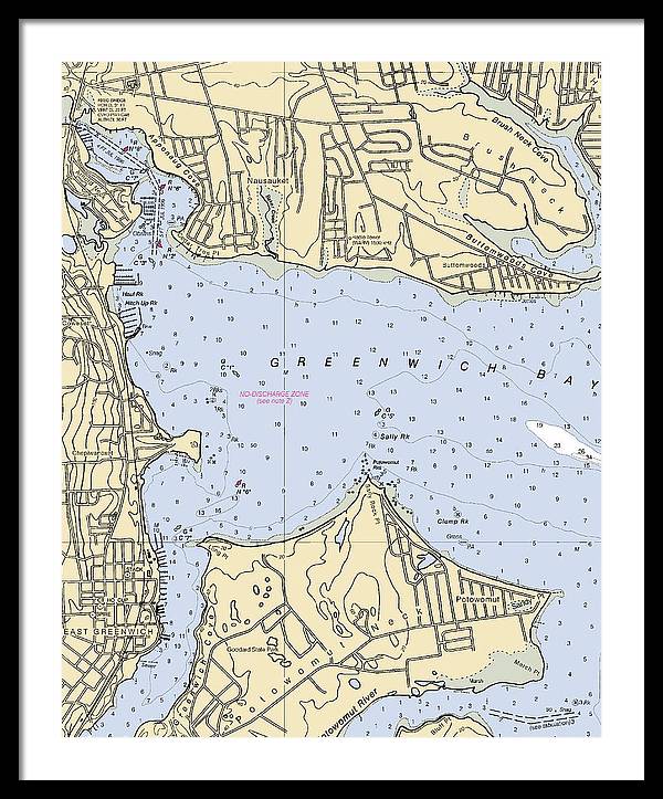 Greenwich Bay-rhode Island Nautical Chart - Framed Print