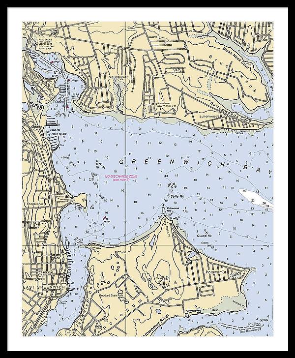 Greenwich Bay-rhode Island Nautical Chart - Framed Print