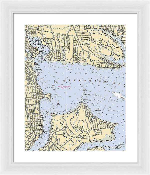 Greenwich Bay-rhode Island Nautical Chart - Framed Print