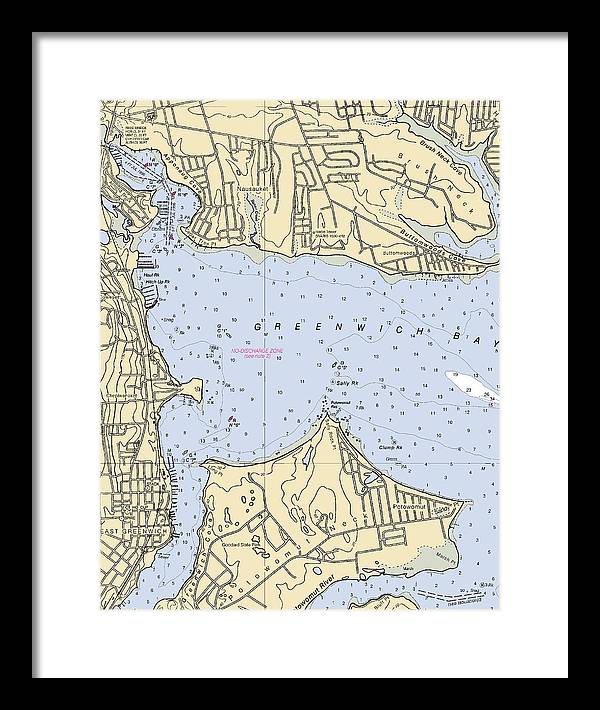 Greenwich Bay-rhode Island Nautical Chart - Framed Print