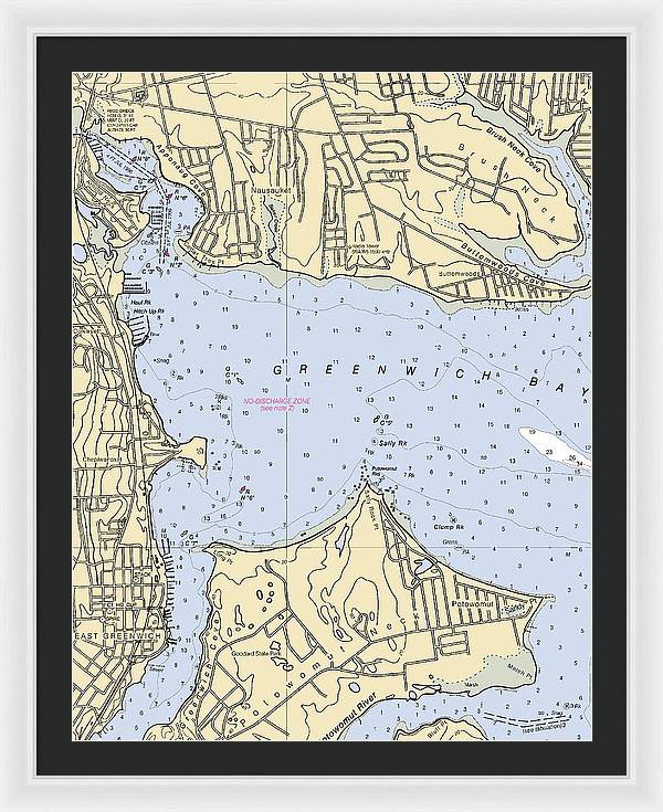 Greenwich Bay-rhode Island Nautical Chart - Framed Print