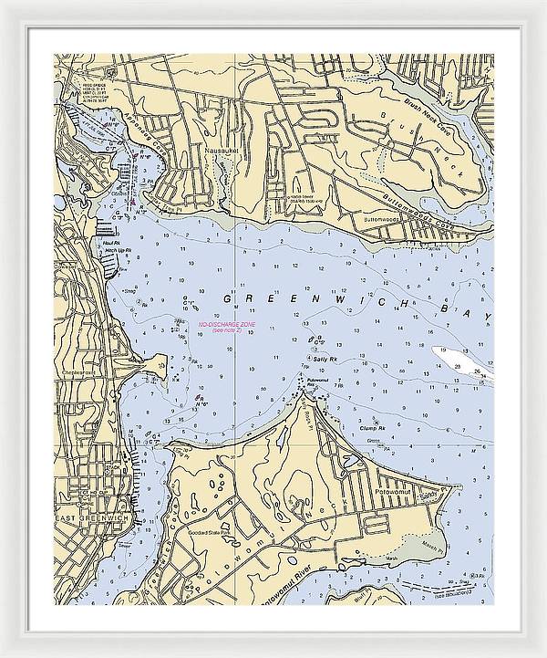 Greenwich Bay-rhode Island Nautical Chart - Framed Print