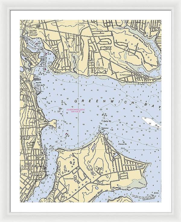 Greenwich Bay-rhode Island Nautical Chart - Framed Print