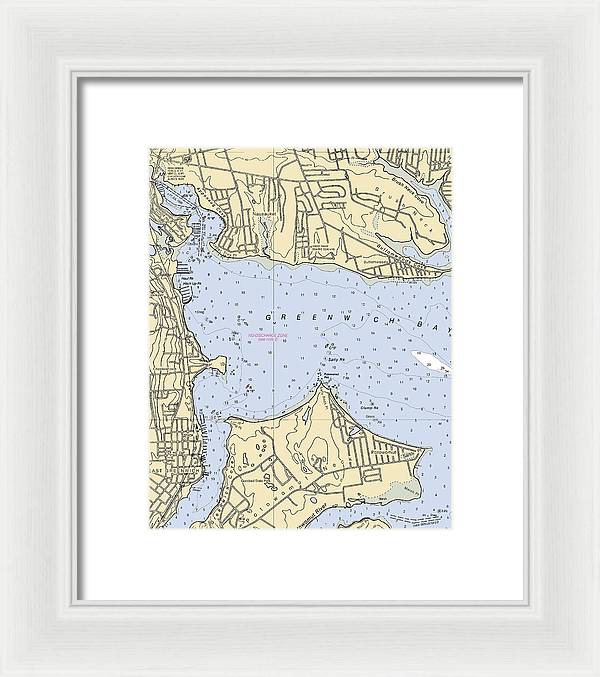 Greenwich Bay-rhode Island Nautical Chart - Framed Print