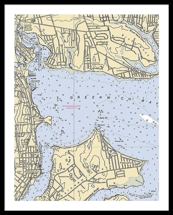 Greenwich Bay-rhode Island Nautical Chart - Framed Print